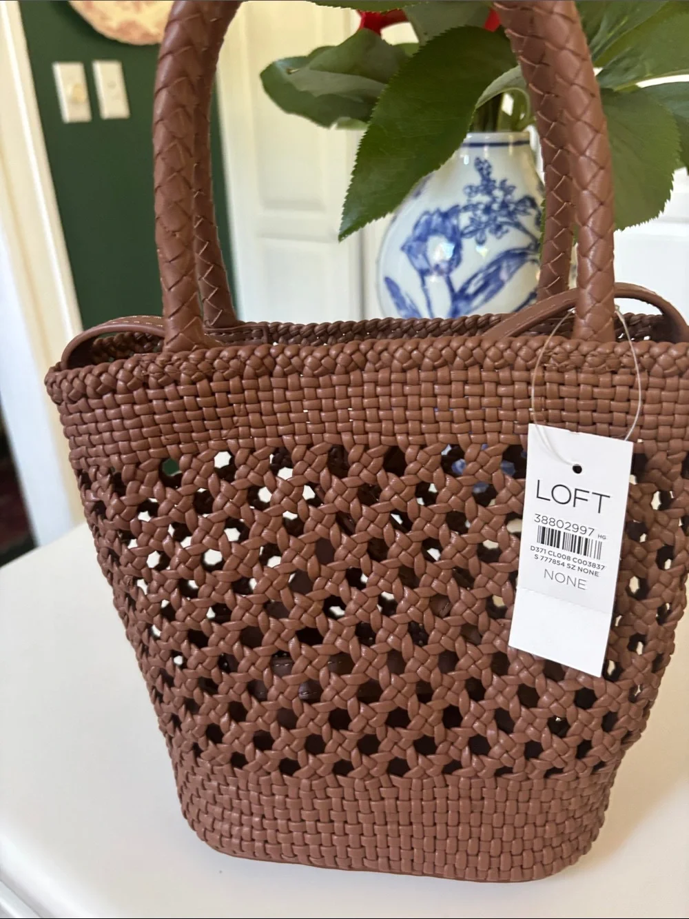 LOFT Brown Woven Tote - Picture 3 of 5